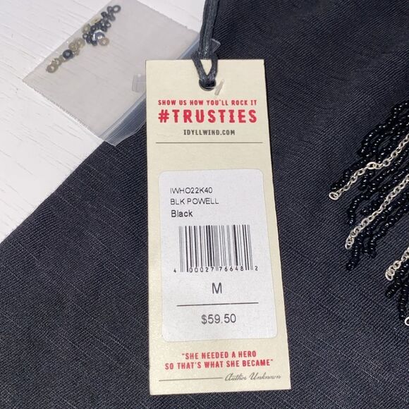 Idyllwind Black Powell Sequin Fringe Cami Top Women's Medium Adjustable Straps - Picture 6 of 16